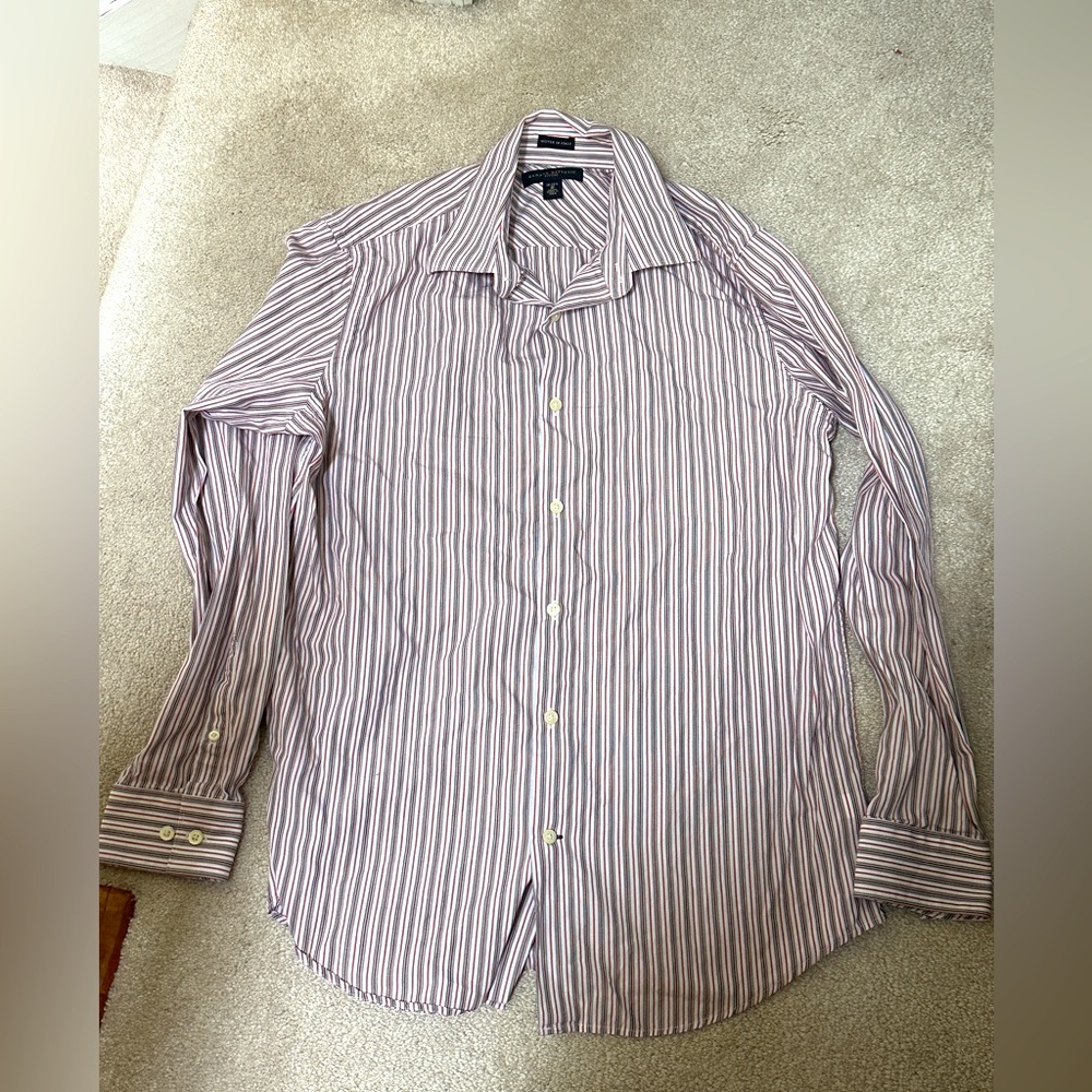 Mens Banana Republic Fitted Striped Button Down Shirt